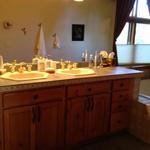 The Colorado master bath BEFORE shows how closely spaced the sinks were located.  